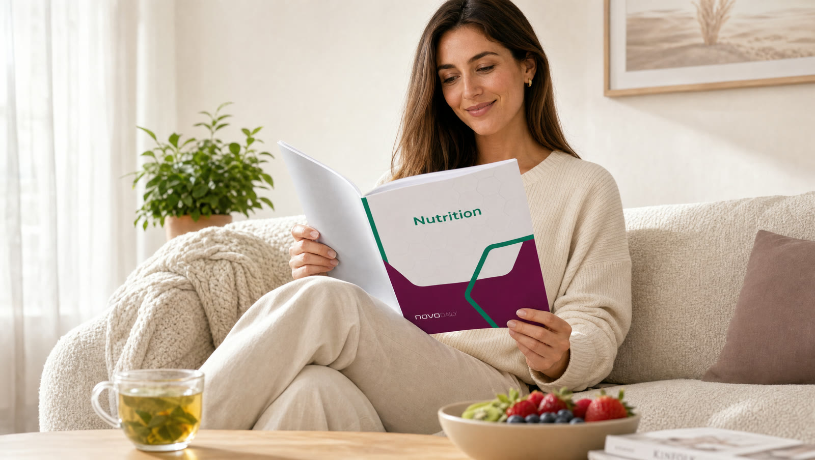 A woman reading her personalized nutrition report