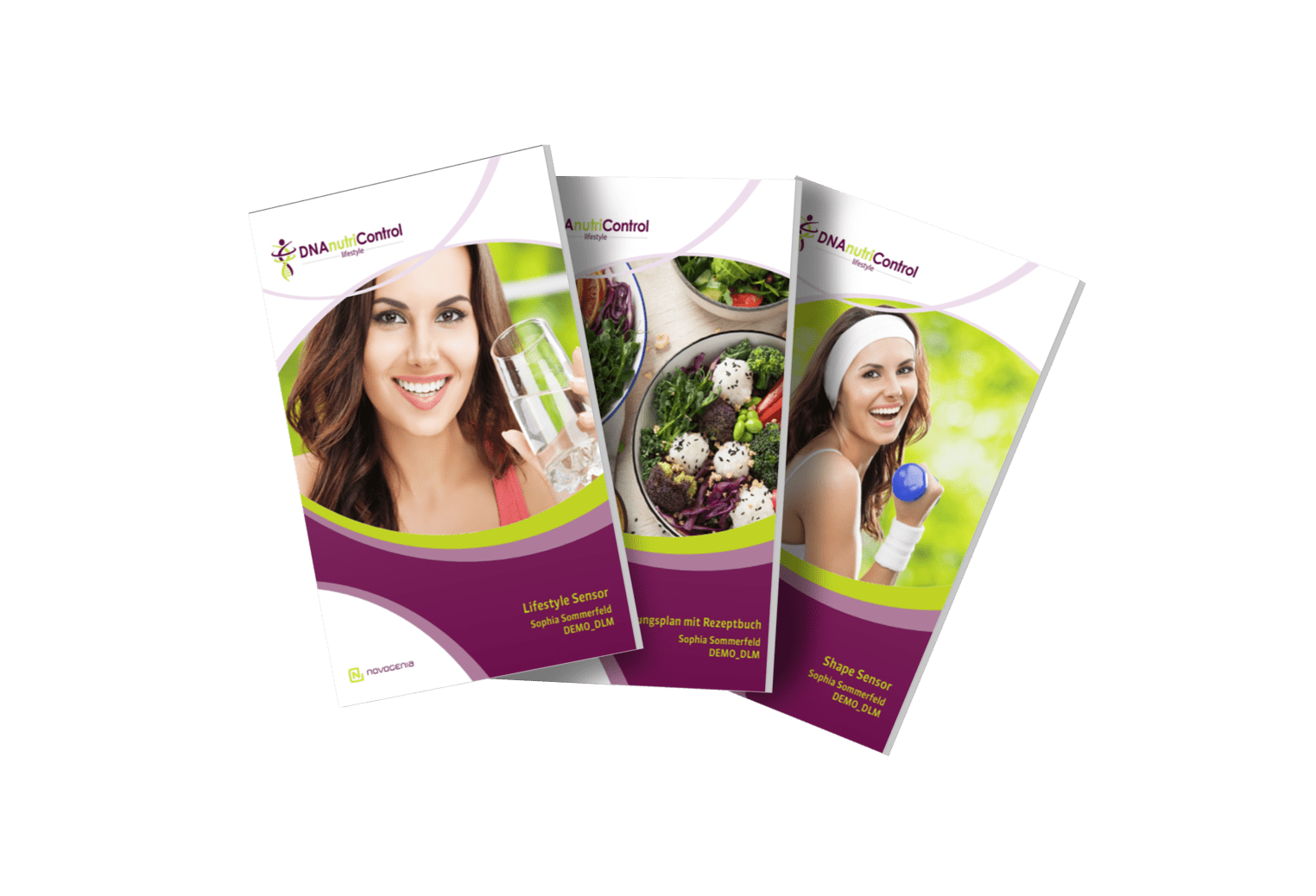 a group of brochures with images of women