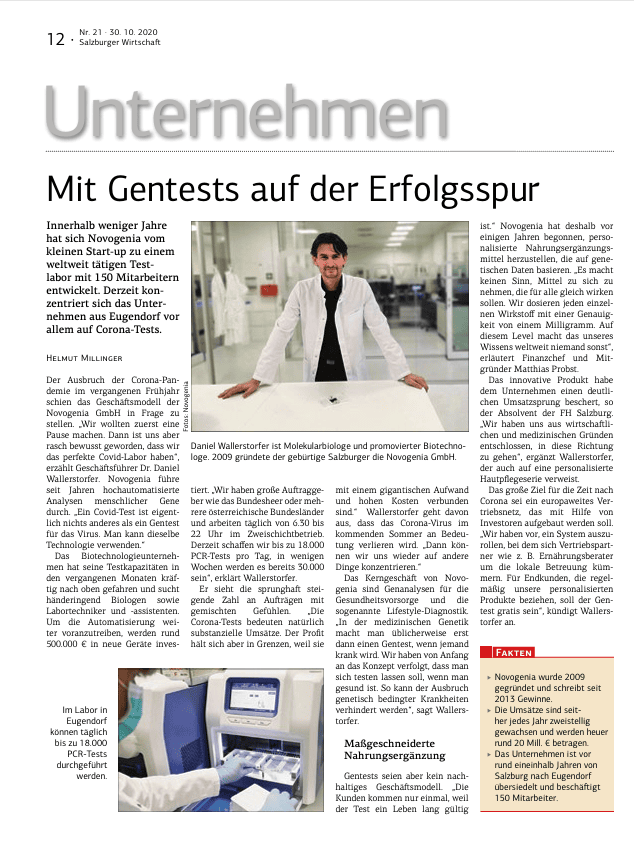 Presse wko at mit Gentests auf der Erfolgsspur